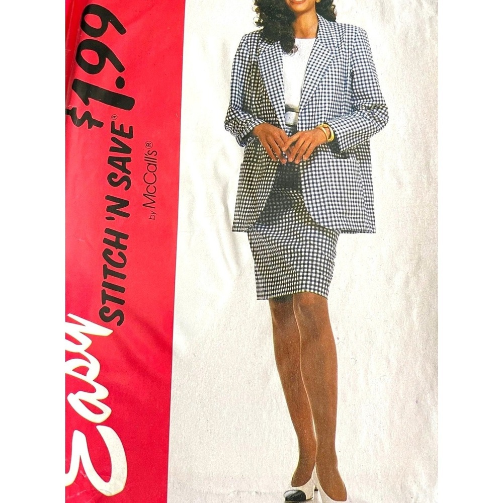 McCall'sโ Sewing Pattern 6360 Unlined Jacket Top Skirt Size 8-14